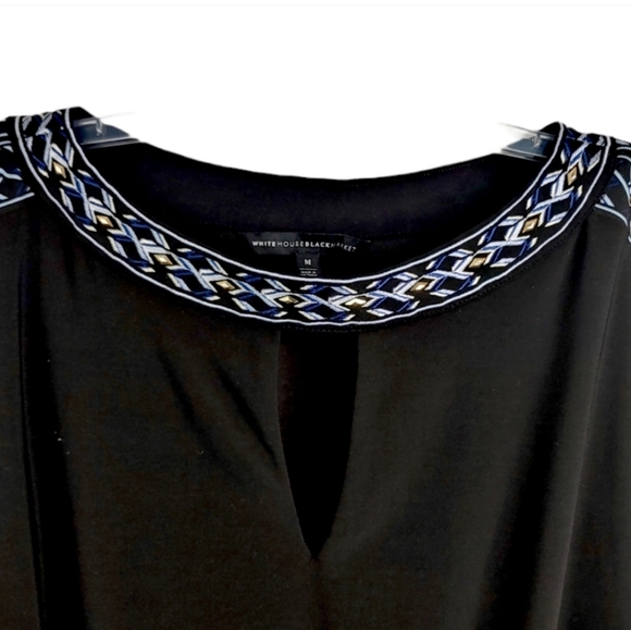 WHBM Keyhole Embroidered Hem Stretch Waist Dress Women's Size Medium M - Picture 3 of 6